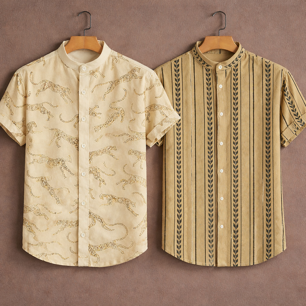 Alexify- Men’s Cotton Designer Shirt -Pack of 2